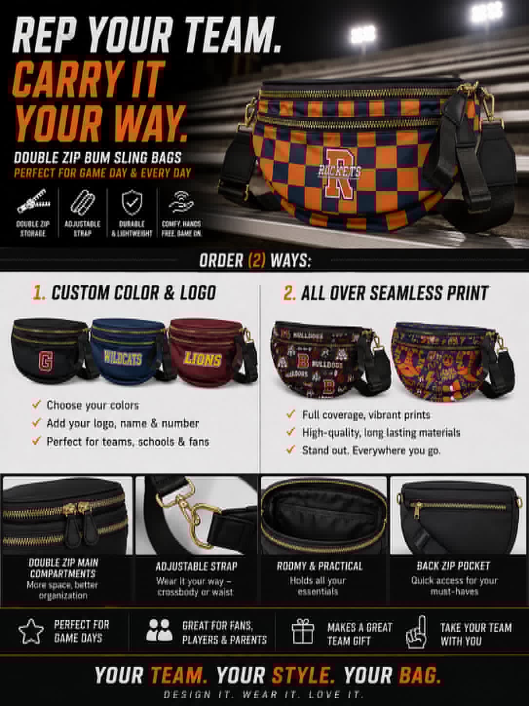 PREORDER: Custom Double Zip Bum Sling Bags 6.22.26