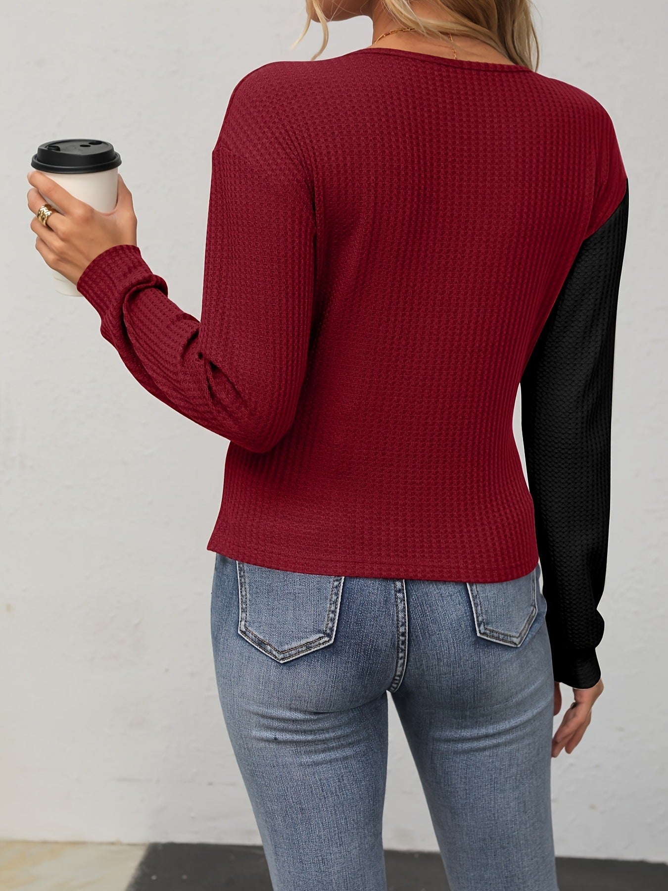 RTS: Waffle Knit Wrap Top-