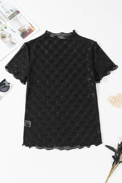 RTS: The Black on Black Sheer Bow Top