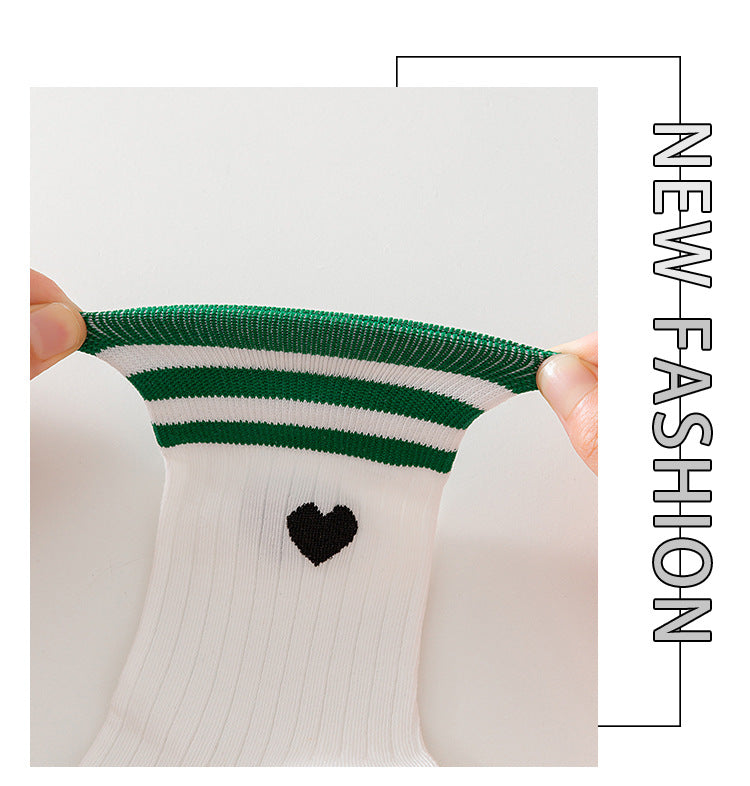 rts: Adult Stripe and Heart Cotton Socks