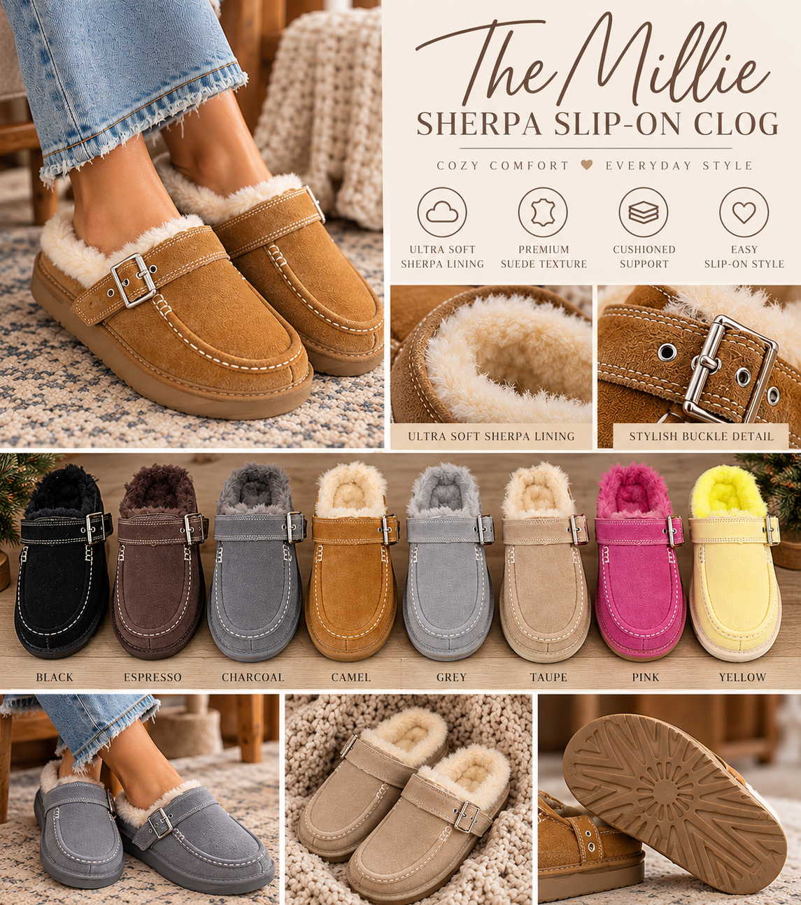PREORDER: The Millie Sherpa Silp-On Clog 10.26.26