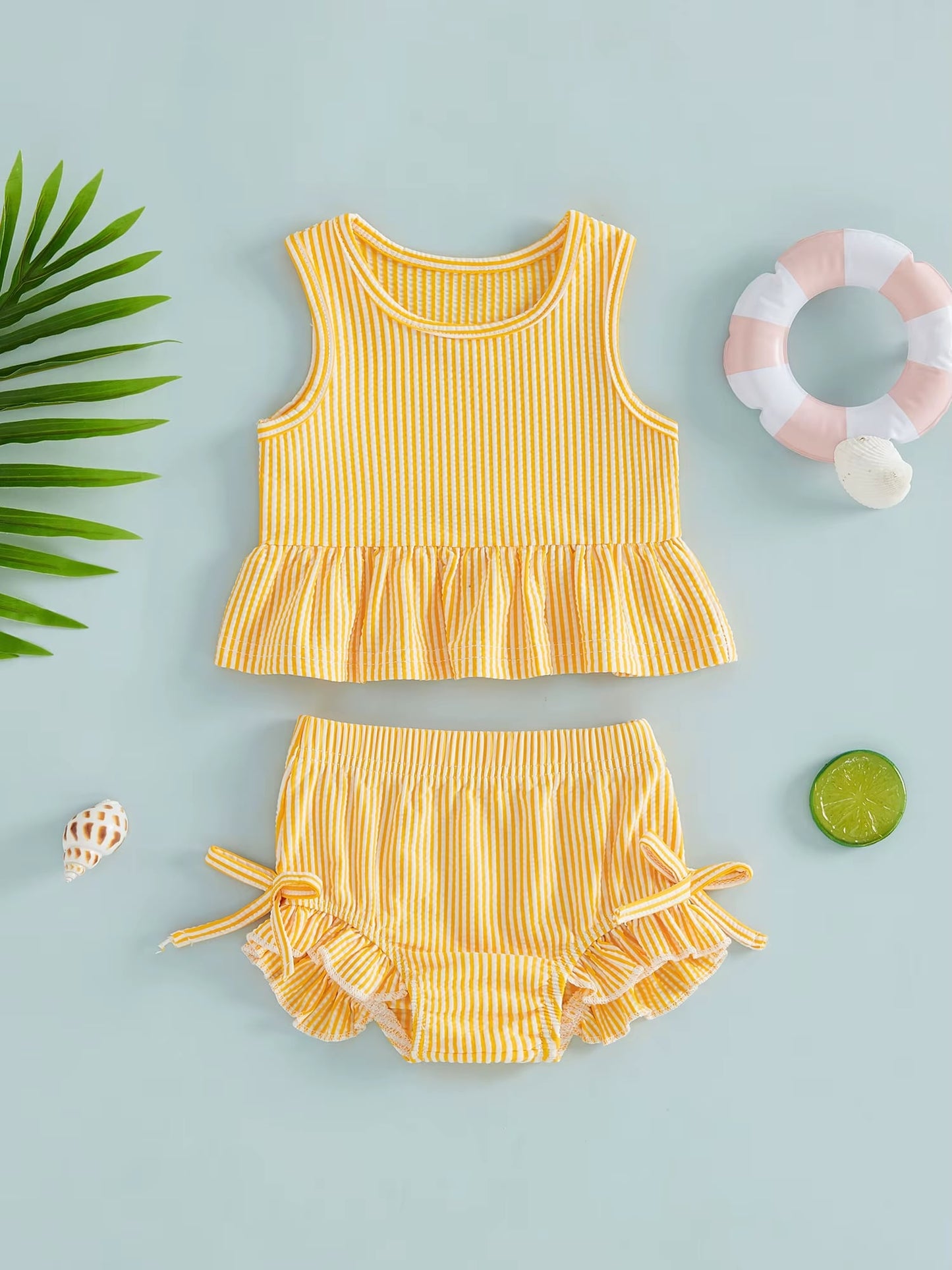 RTS Gingham print baby doll tank &; bummie set