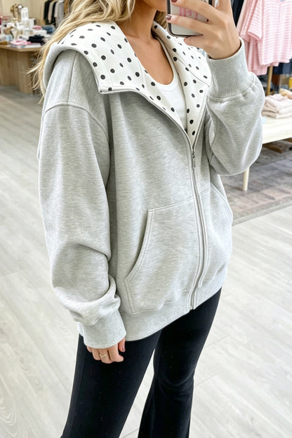 PREORDER: The Olivia Polka Dot Zip-Up 10.26.26