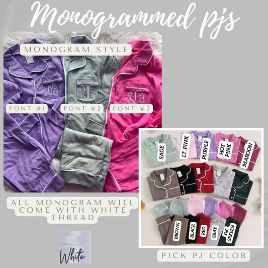 PREORDER: Monogrammed PJS-Kids 9.22.25
