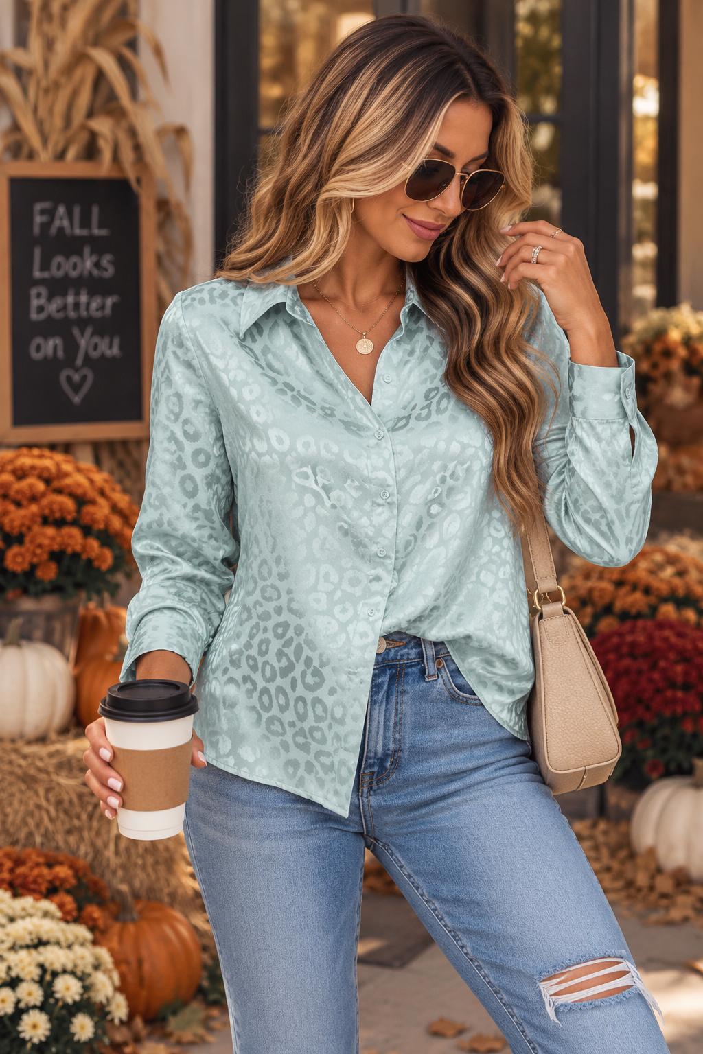 PREORDER: The Sienna Satin Leopard Blouse 9.28.26