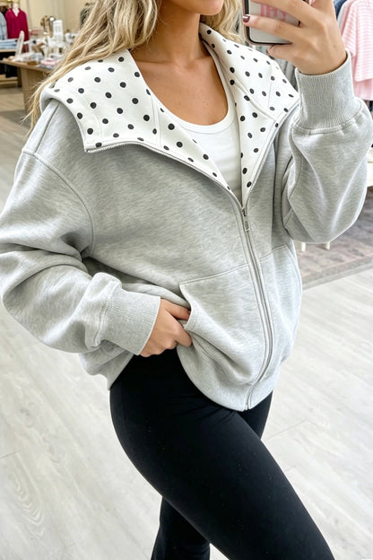 PREORDER: The Olivia Polka Dot Zip-Up 10.26.26