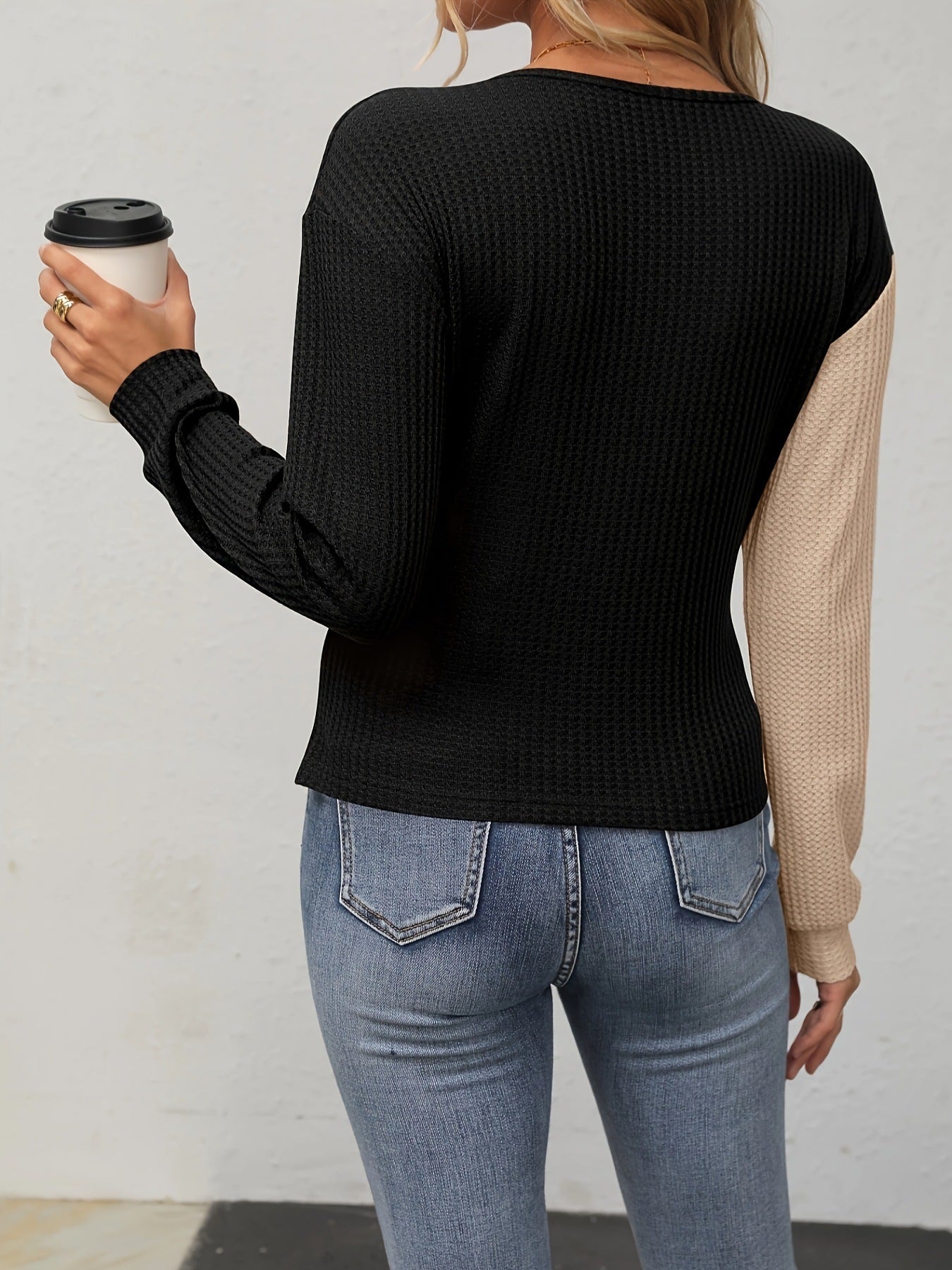 RTS: Waffle Knit Wrap Top-