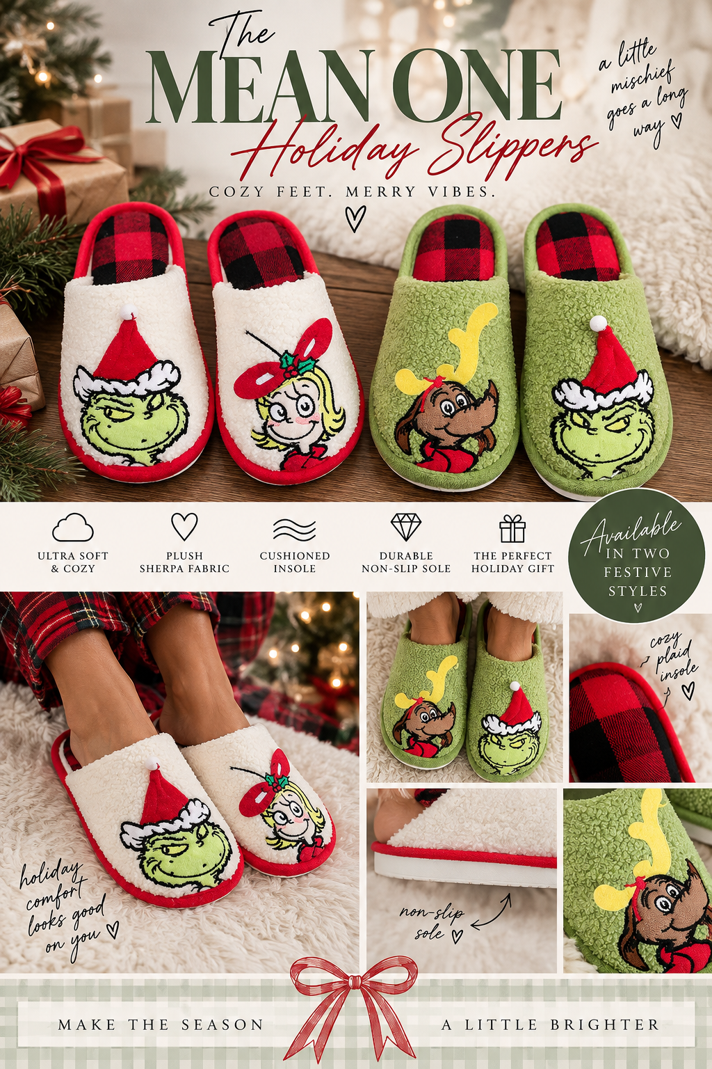 PREORDER: The Mean One Holiday Slippers 9.21.26