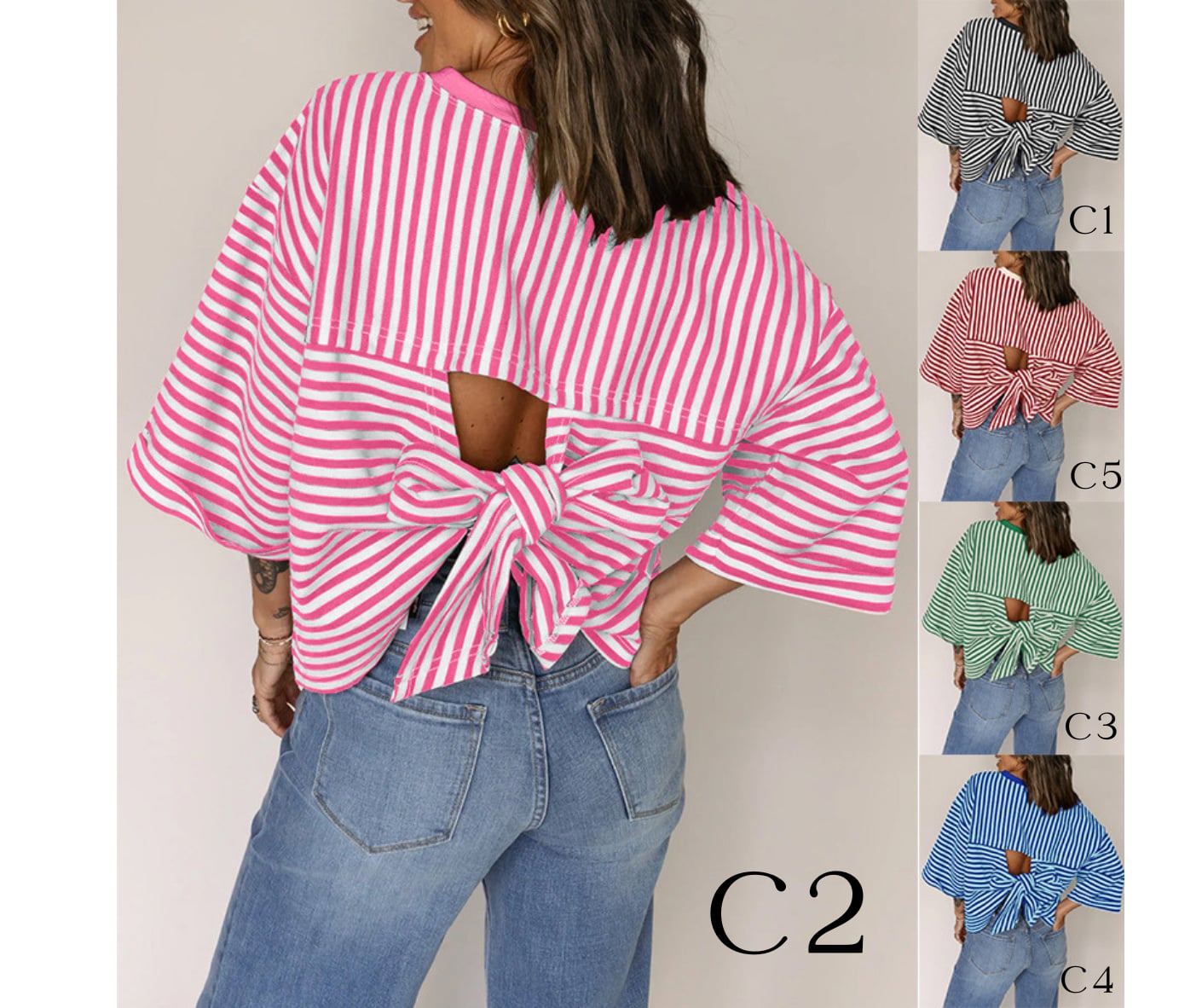 PREORDER: Striped Callie Bow top 1.19.26