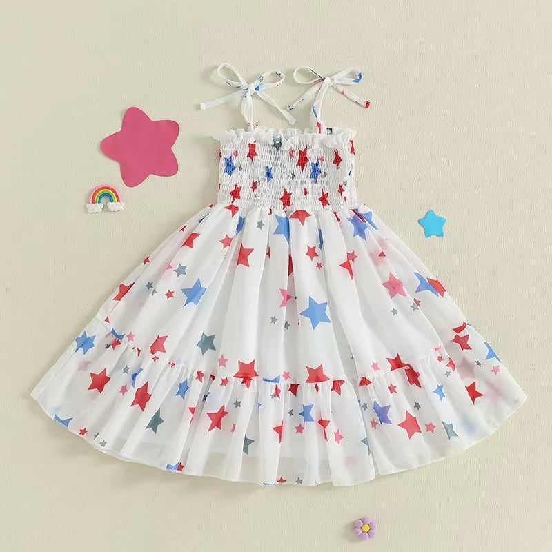 RTS: USA Embroidered Smocked Dress