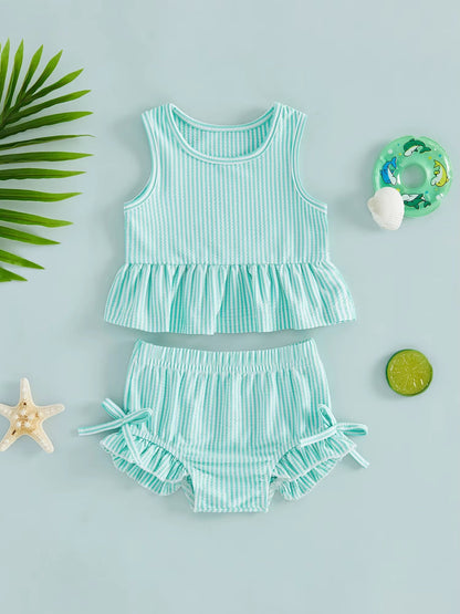 RTS Gingham print baby doll tank & bummie set