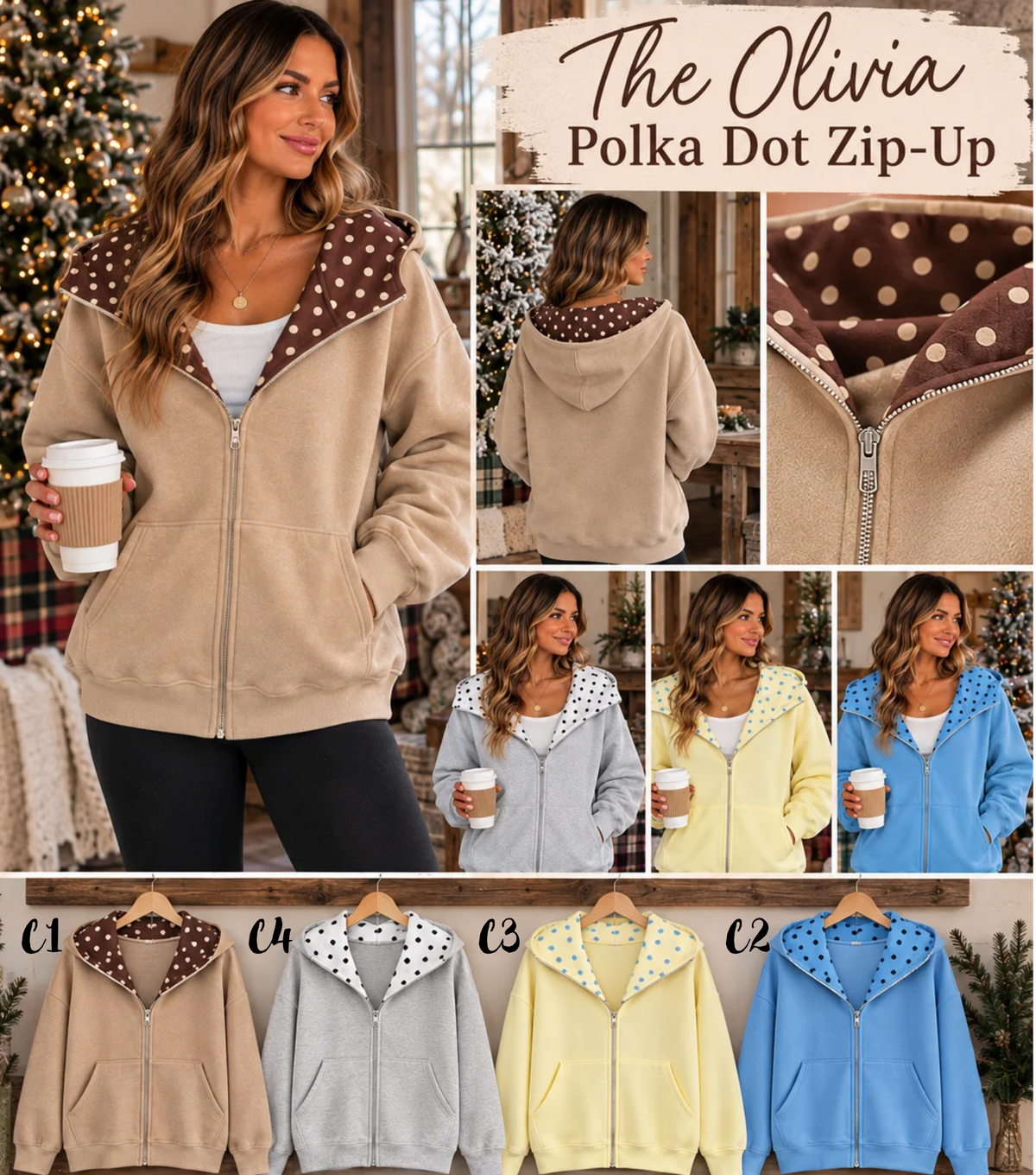 PREORDER: The Olivia Polka Dot Zip-Up 10.26.26