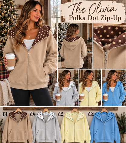 PREORDER: The Olivia Polka Dot Zip-Up 10.26.26