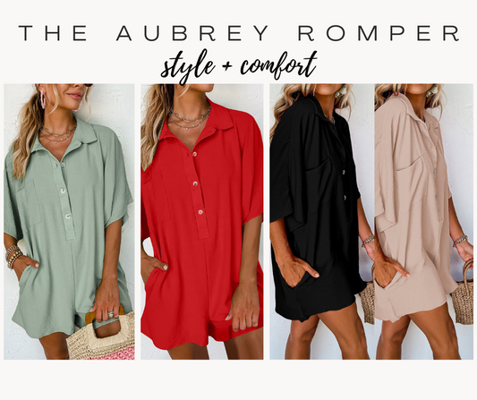 RTS: The Aubrey Collar and Button Romper