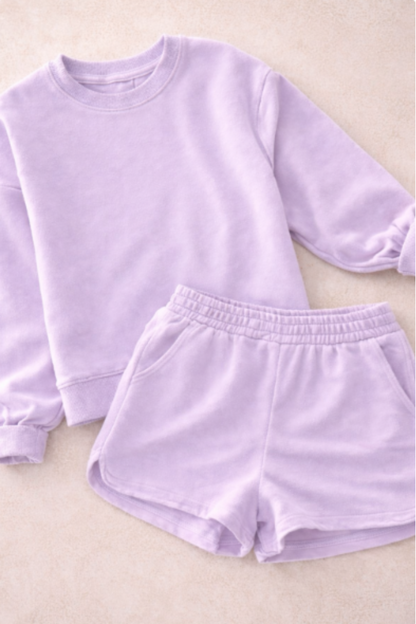rts: zenana fleece sweatshirt and short set
