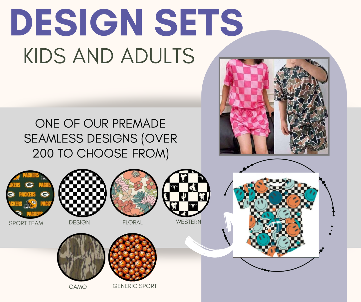PREORDER: Custom Print TWO PIECE SET ( kids and adults) - provided seamless 9.22.25 osym