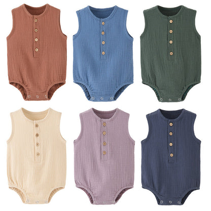 RTS. Cotton Button Down Baby Romper-