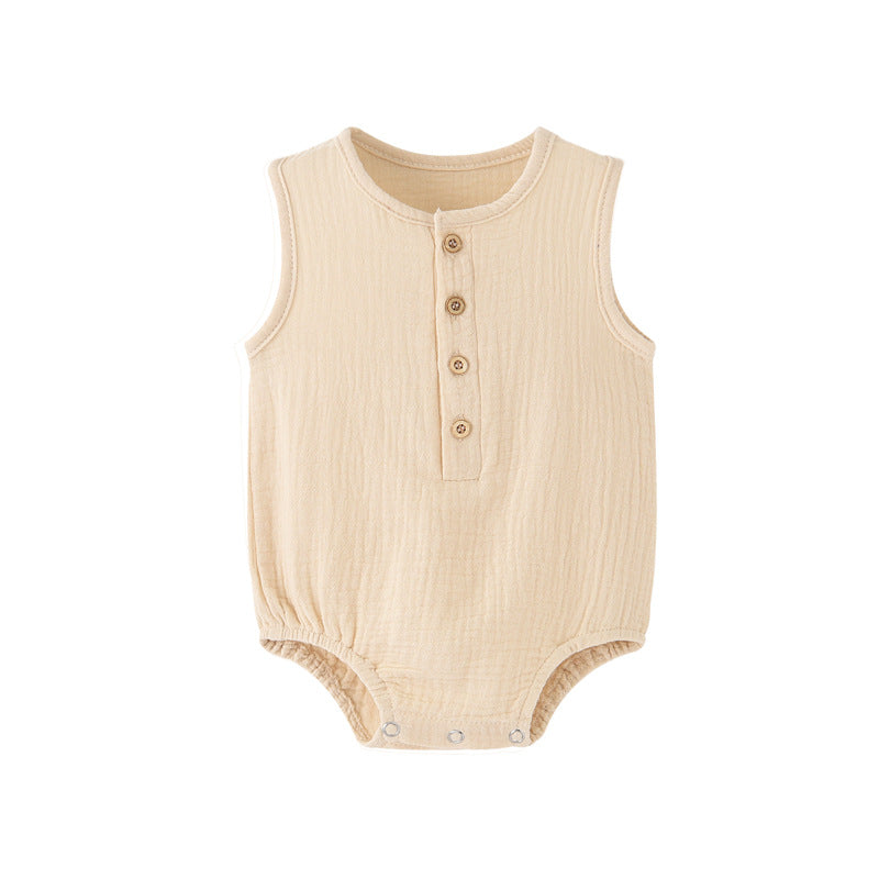 RTS. Cotton Button Down Baby Romper-