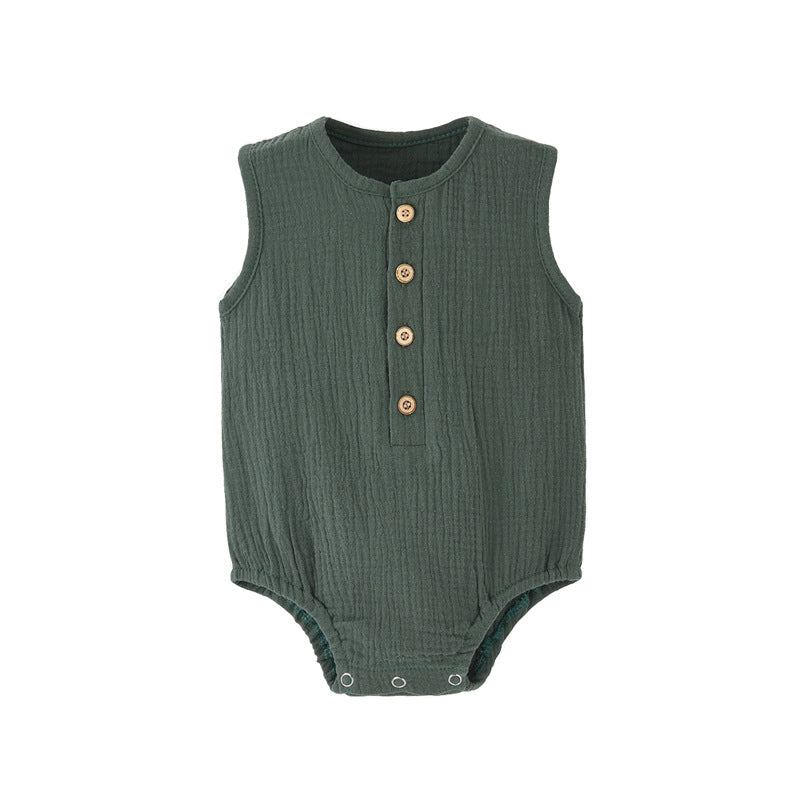 RTS. Cotton Button Down Baby Romper-