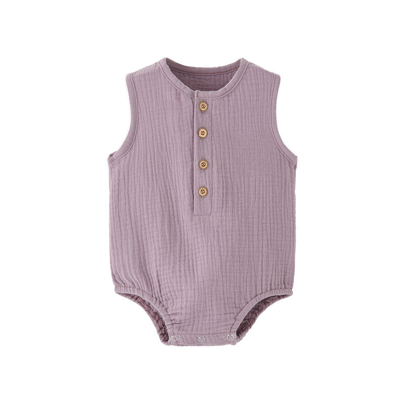 RTS. Cotton Button Down Baby Romper-