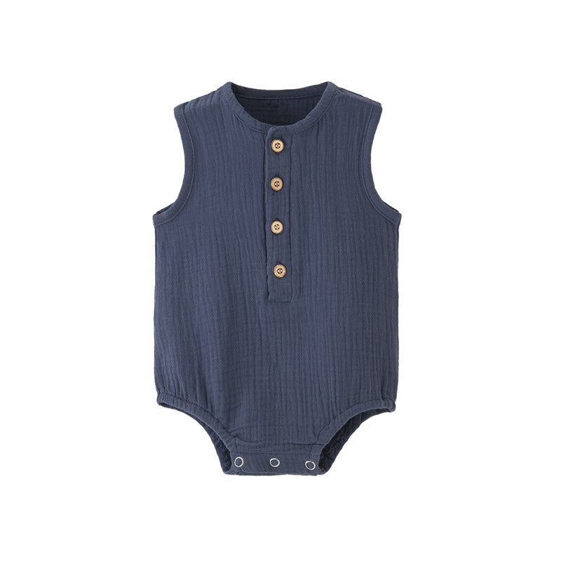 RTS. Cotton Button Down Baby Romper-