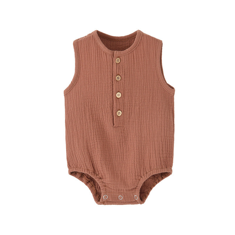 RTS. Cotton Button Down Baby Romper-