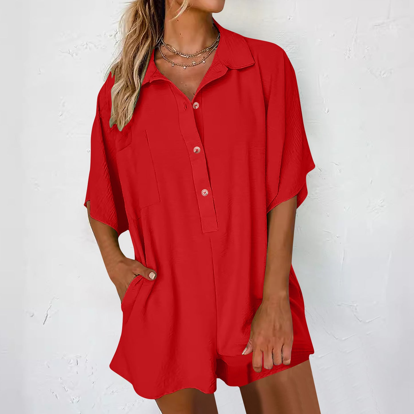 RTS: The Aubrey Collar and Button Romper