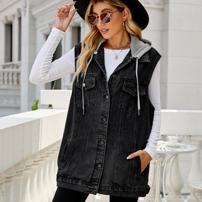 RTS: The Sideline Denim Vest with Detachable Hood