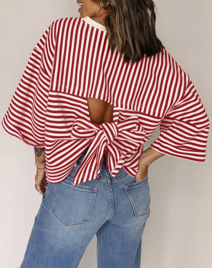 PREORDER: Striped Callie Bow top 1.19.26