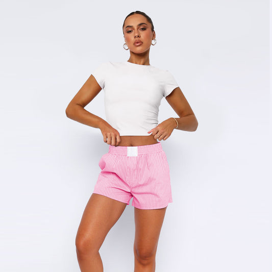 RTS: Summer Linen Casual Striped Shorts