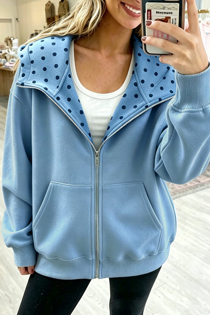 PREORDER: The Olivia Polka Dot Zip-Up 10.26.26