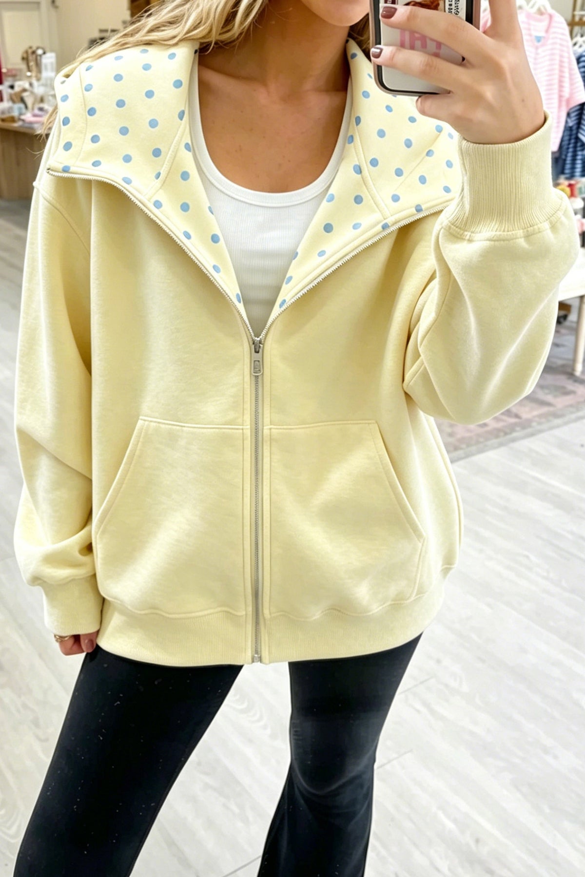 PREORDER: The Olivia Polka Dot Zip-Up 10.26.26