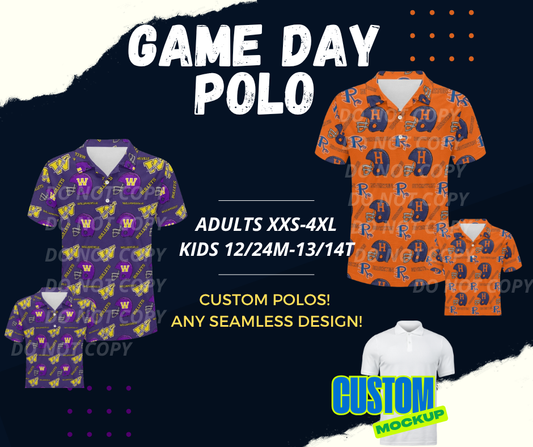 PREORDER: Custom Print POLO ( kids and adults) 9.22.25 osym