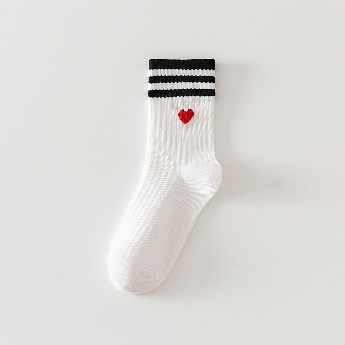 rts: Adult Stripe and Heart Cotton Socks