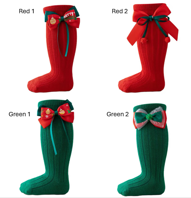 RTS: Holiday Bow Knee Socks