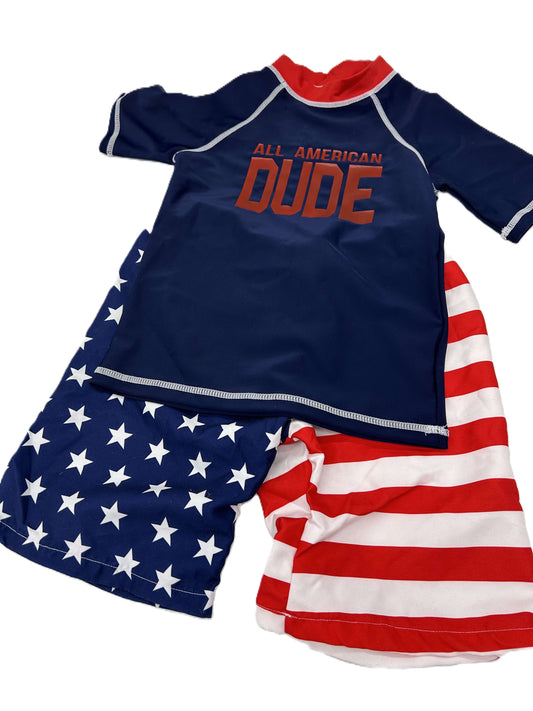 RTS: All American Dupe Swim Shirt and Shorts