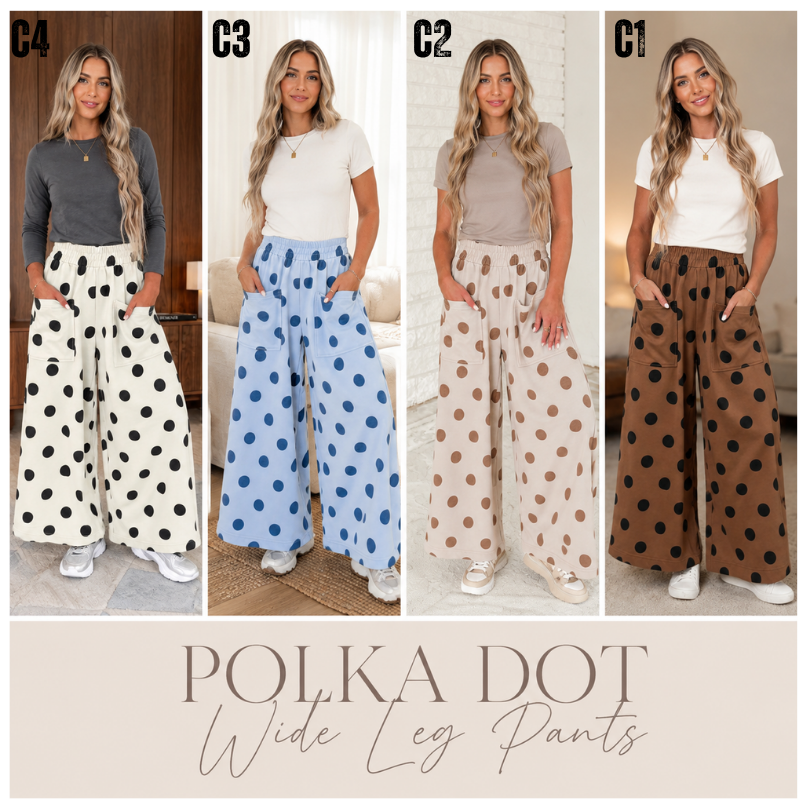 PREORDER: Polka Dot Wide Leg Pants  8.31.26