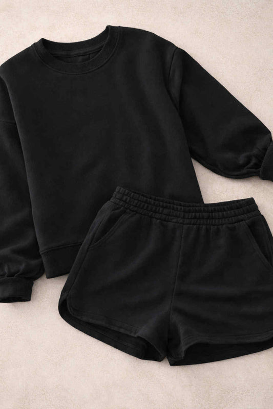 rts: zenana fleece sweatshirt and short set