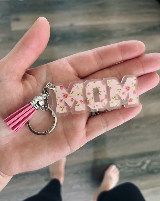 RTS: Mom Floral Keychain-