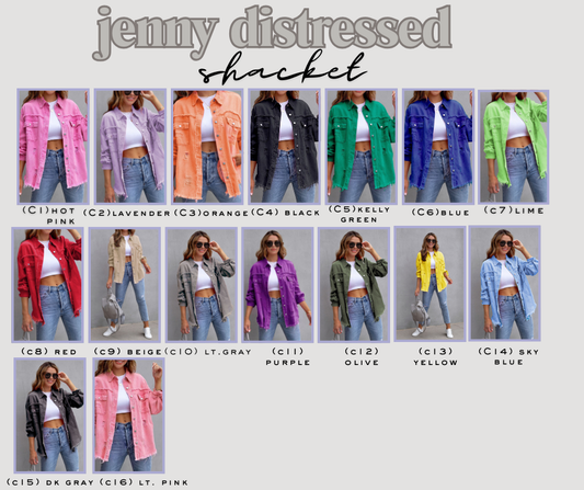 PREORDER: The Jenny Distressed Shacket BESTSELLER 9.8.25