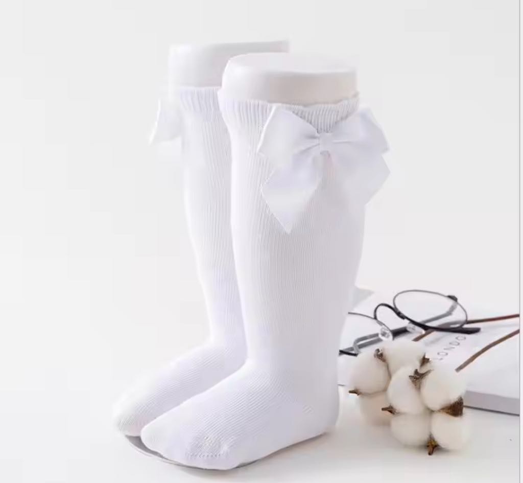 RTS: Cotton Knee High Bow Socks