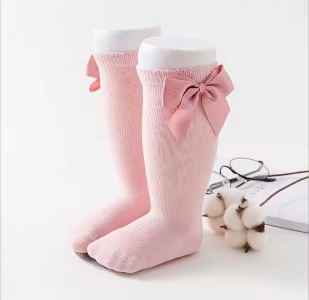 RTS: Cotton Knee High Bow Socks