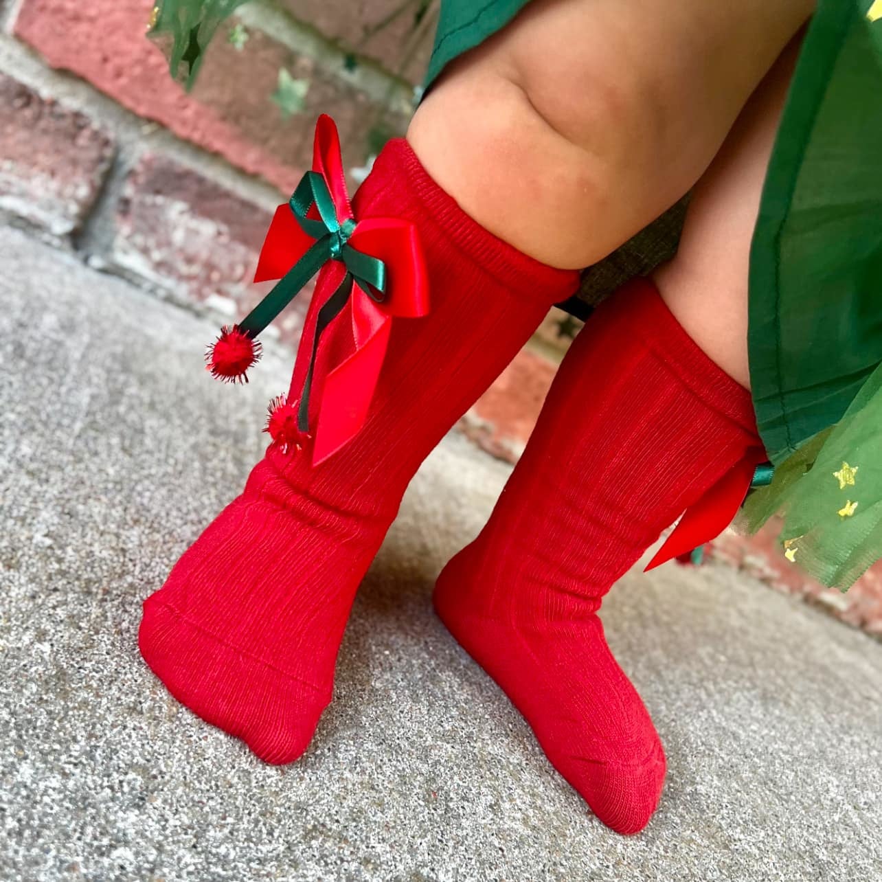 RTS: Holiday Bow Knee Socks