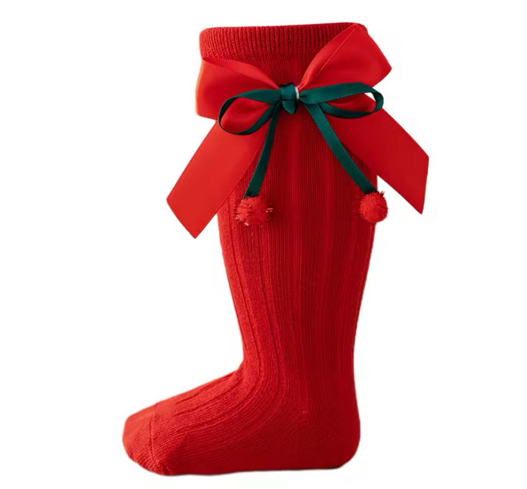 RTS: Holiday Bow Knee Socks