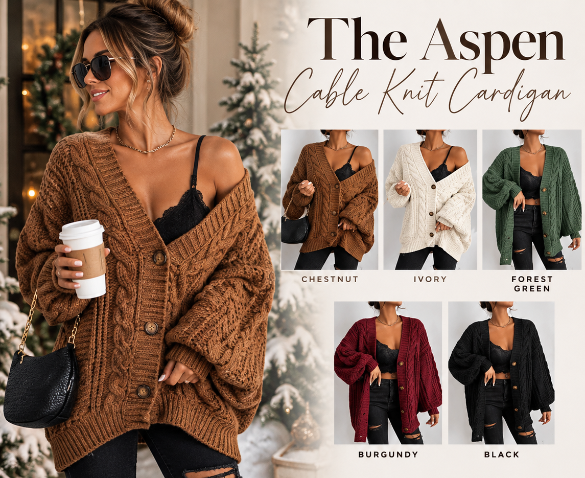 PREORDER: The Aspen Cable Knit Cardigan 11.2.26