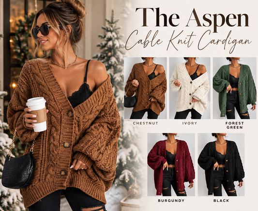 PREORDER: The Aspen Cable Knit Cardigan 11.2.26