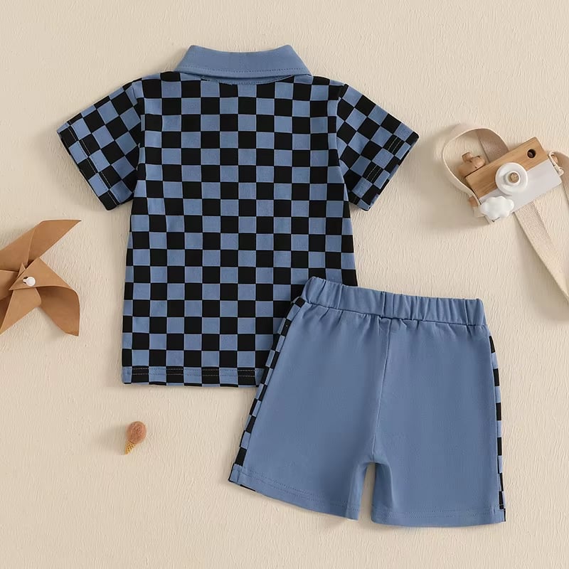 RTS: Collar Checker Shirt and Short Set
