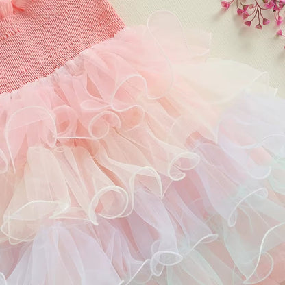 RTS: The Annabelle Muted Rainbow Tulle Dress