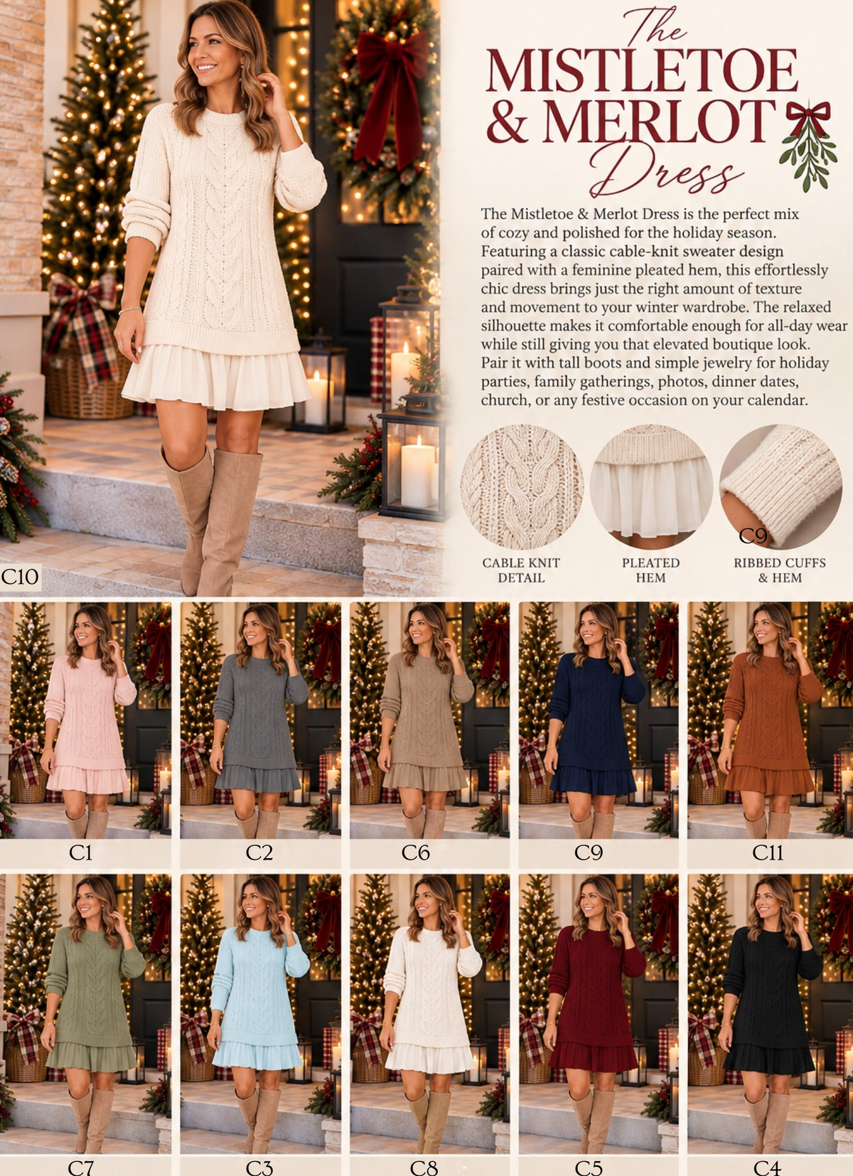 PREORDER: The Mistletoe & Merlot Dress 10.5.26