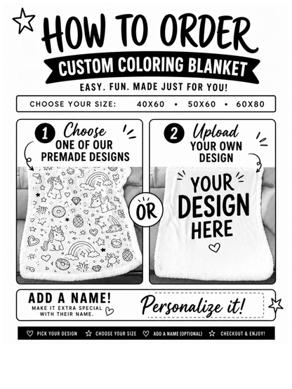 PREORDER: Custom Coloring Blanket (Upload YOUR Design) RERUN 9.28.26
